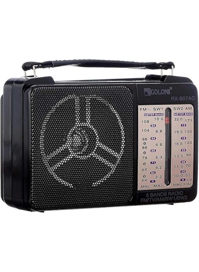 RX-607AC Mini Electric Radio with Classic Design, Black - Image 5